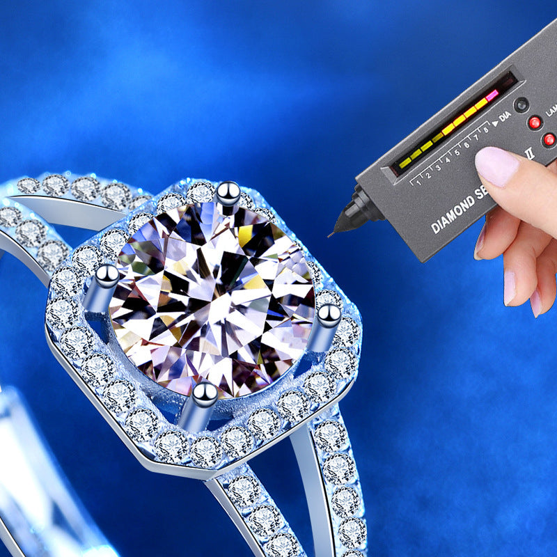 925 Sterling Silver Square Moissanite Ring - 1ct/2ct White Gold Plated Adjustable Women's Band