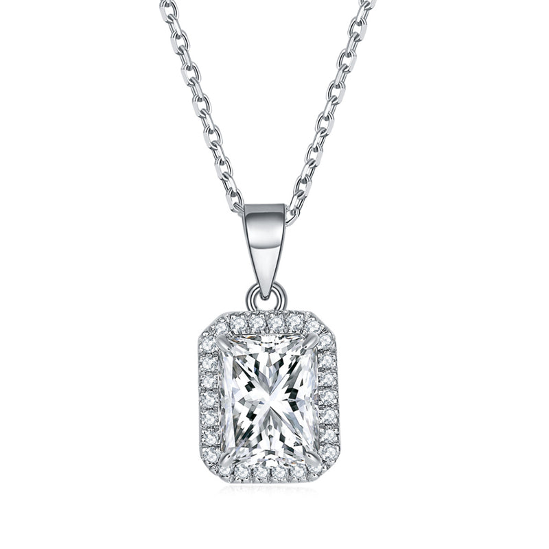 925 Sterling Silver Square Pendant Necklace - Modern Birthstone Jewelry