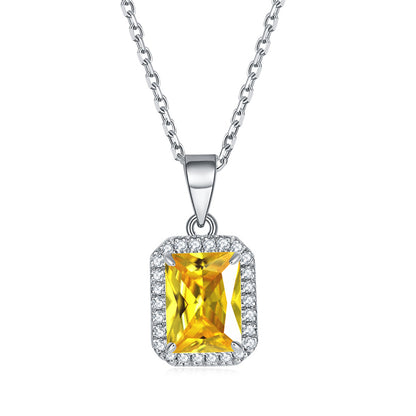 925 Sterling Silver Square Pendant Necklace - Modern Birthstone Jewelry
