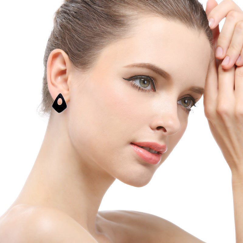 925 Sterling Silver Square Stud Earrings - Minimalist Geometric Office Earrings with Rubber Backs
