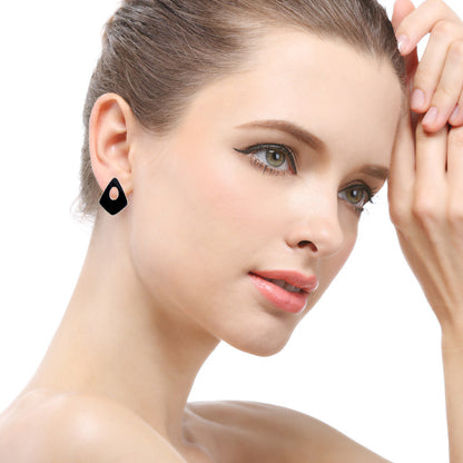 925 Sterling Silver Square Stud Earrings - Minimalist Geometric Office Earrings with Rubber Backs