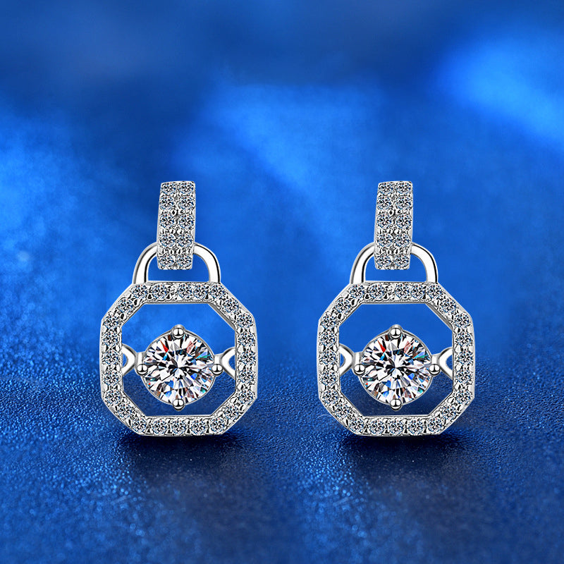 925 Sterling Silver Square Stud Earrings with 0.5ct Moissanite White Gold Plated Minimalist Luxury Jewelry for Women