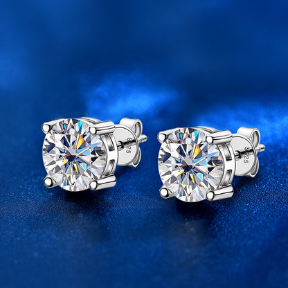 925 Sterling Silver Square Stud Earrings with 2ct Moissanite White Gold Plated Geometric Minimalist Jewelry for Women