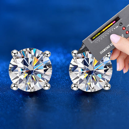 925 Sterling Silver Square Stud Earrings with 2ct Moissanite White Gold Plated Geometric Minimalist Jewelry for Women