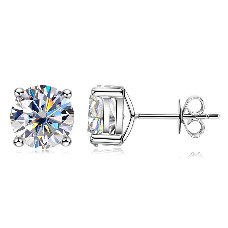 925 Sterling Silver Square Stud Earrings with 2ct Moissanite White Gold Plated Geometric Minimalist Jewelry for Women