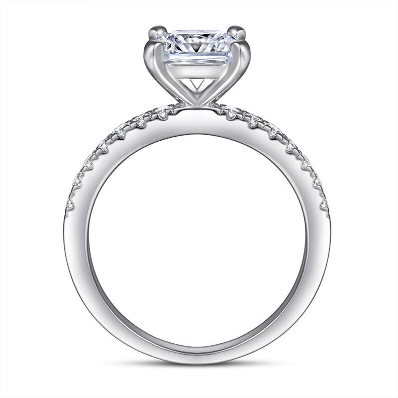 925 Sterling Silver Square Zircon Ring – Modern Geometric Band for Women