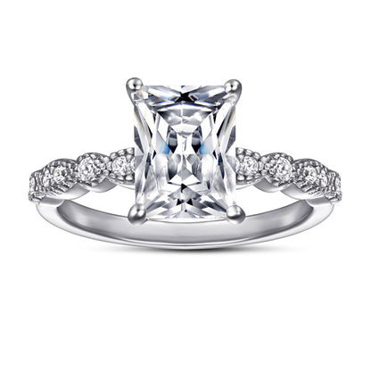 925 Sterling Silver Square Zircon Statement Ring – Modern Geometric Fashion Jewelry