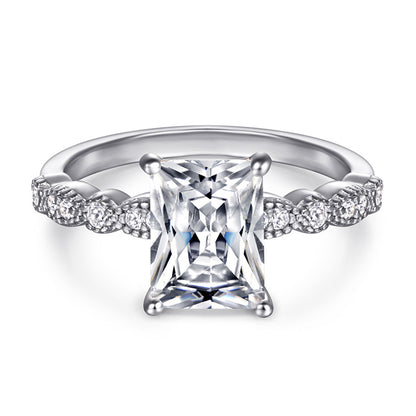 925 Sterling Silver Square Zircon Statement Ring – Modern Geometric Fashion Jewelry