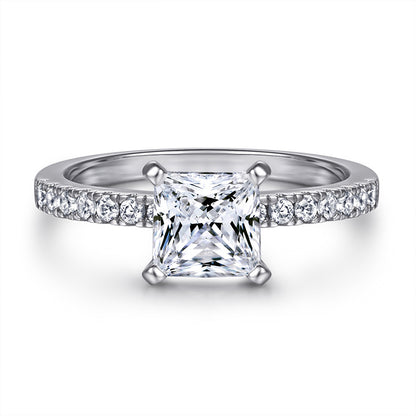 925 Sterling Silver Stackable Ring Set – Classic 4-Prong Solitaire & Diamond Band for Women