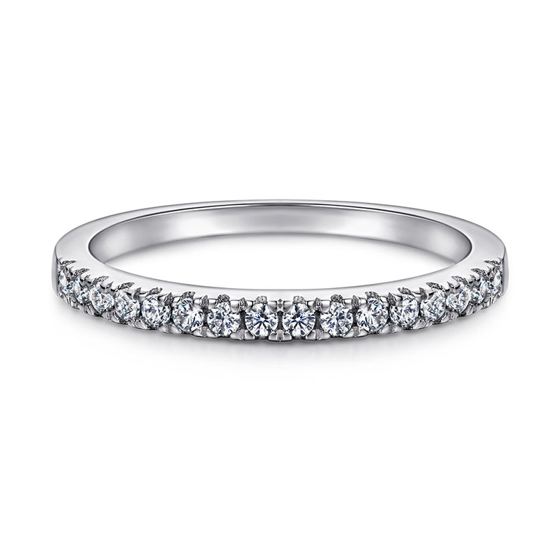925 Sterling Silver Stackable Ring Set – Classic 4-Prong Solitaire & Diamond Band for Women