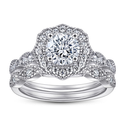 925 Sterling Silver Stackable Zircon Ring Set – Modern Geometric Wedding Jewelry