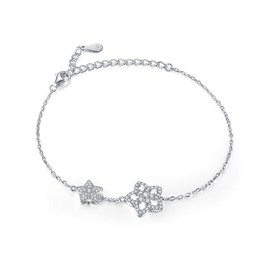 925 Sterling Silver Star Bracelet - Elegant Celestial Jewelry with Zirconia