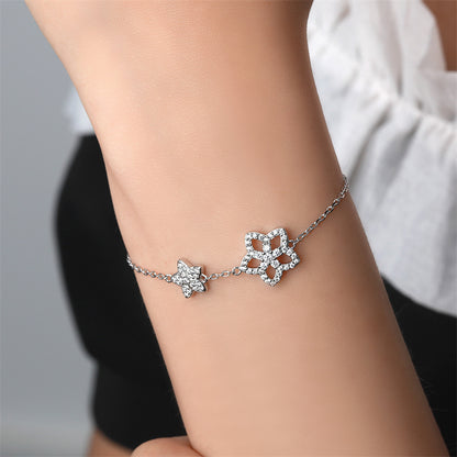 925 Sterling Silver Star Bracelet - Elegant Celestial Jewelry with Zirconia