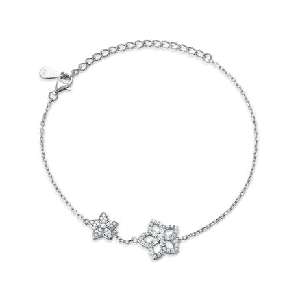 925 Sterling Silver Star Bracelet - Elegant Celestial Jewelry with Zirconia