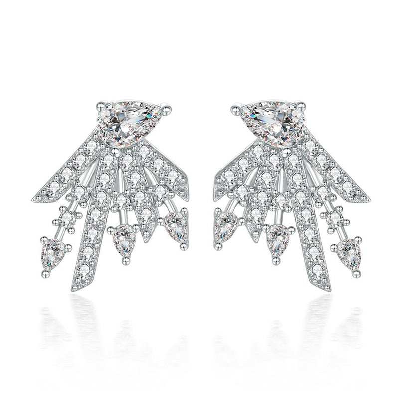 925 Sterling Silver Star Dangle Earrings for Women – Elegant Zircon Studs, Geometric & Celestial Design