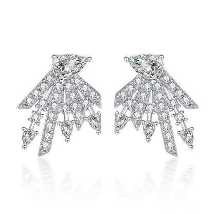 925 Sterling Silver Star Dangle Earrings for Women – Elegant Zircon Studs, Geometric & Celestial Design