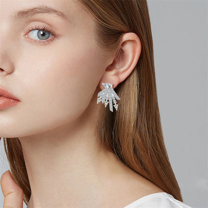 925 Sterling Silver Star Dangle Earrings for Women – Elegant Zircon Studs, Geometric & Celestial Design