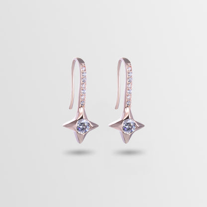 925 Sterling Silver Star Drop Earrings - Minimalist Geometric Dangle Earrings for Women