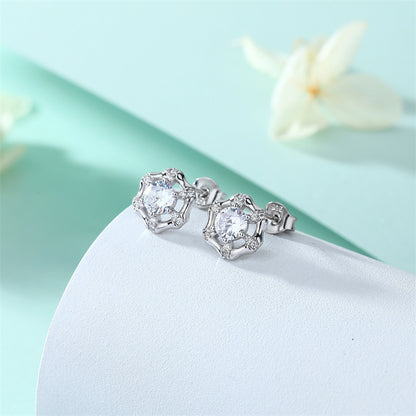 925 Sterling Silver Star Earrings for Couples Bold Geometric Stud Earrings White Gold Plated