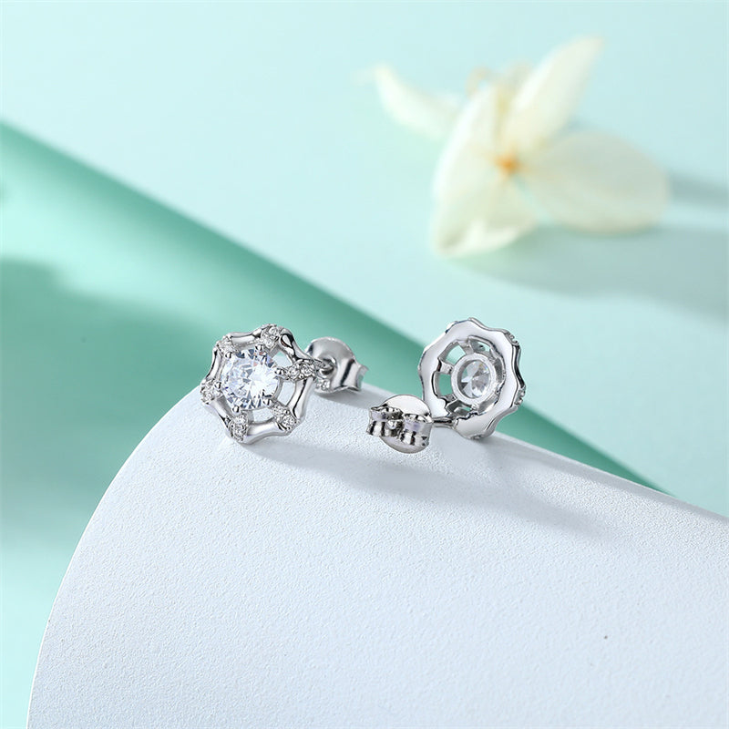 925 Sterling Silver Star Earrings for Couples Bold Geometric Stud Earrings White Gold Plated