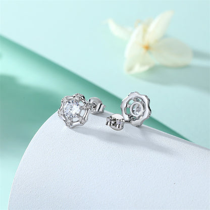 925 Sterling Silver Star Earrings for Couples Bold Geometric Stud Earrings White Gold Plated