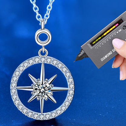 925 Sterling Silver Star Pendant Long Necklace with 0.5ct Moissanite - White Gold Plated Sweater Chain for Women