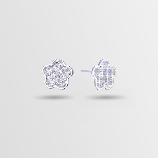 925 Sterling Silver Star Stud Earrings - Korean Style Cubic Zirconia Geometric Earrings with Plastic Stoppers