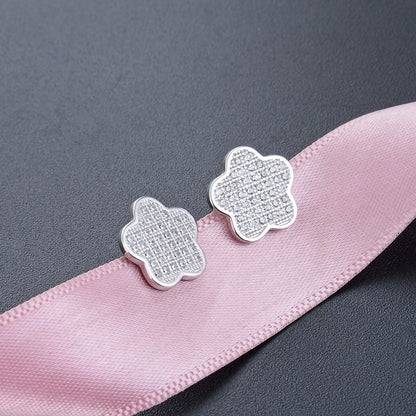 925 Sterling Silver Star Stud Earrings - Korean Style Cubic Zirconia Geometric Earrings with Plastic Stoppers