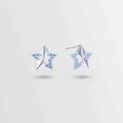 925 Sterling Silver Star Stud Earrings - White Gold/Rose Gold Plated Minimalist Geometric Earrings with Plastic Stoppers