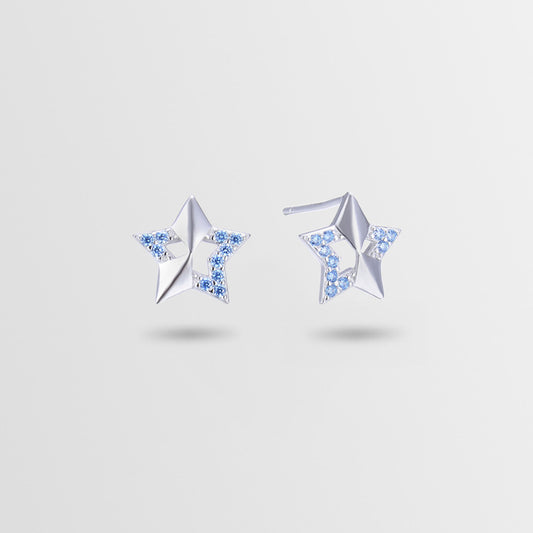 925 Sterling Silver Star Stud Earrings - White Gold/Rose Gold Plated Minimalist Geometric Earrings with Plastic Stoppers