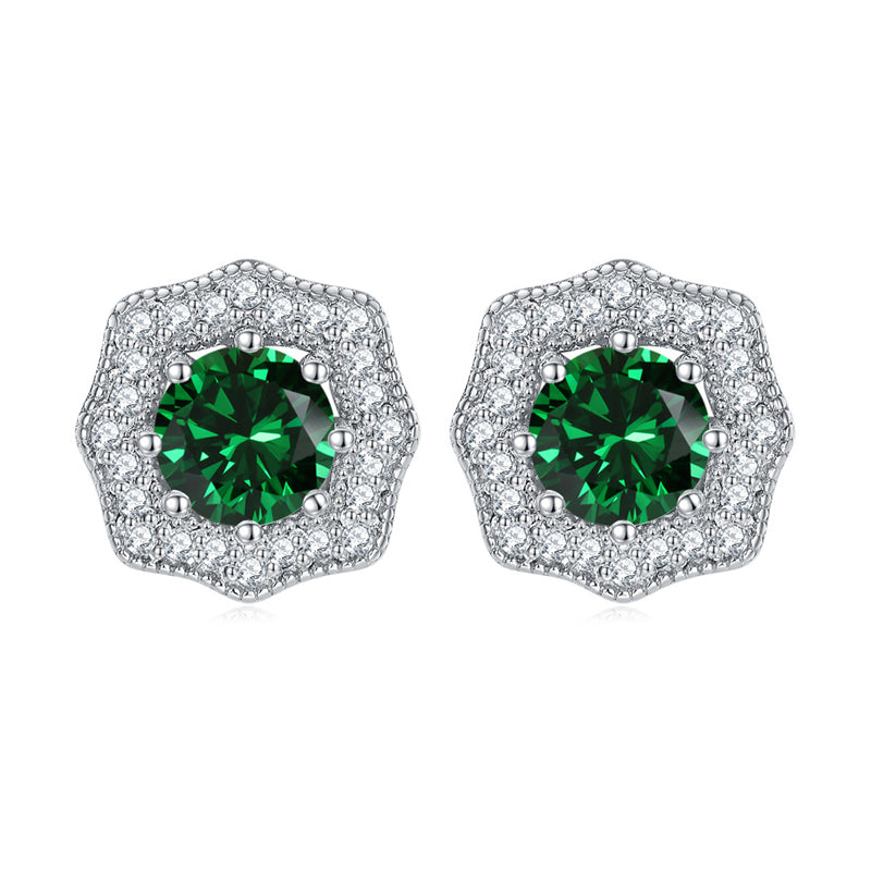 925 Sterling Silver Star & Floral Stud Earrings – Sweet Birthstone Collection