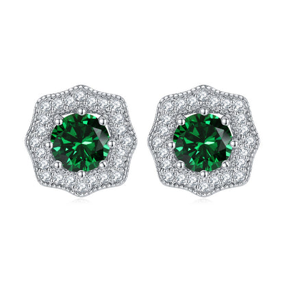 925 Sterling Silver Star & Floral Stud Earrings – Sweet Birthstone Collection