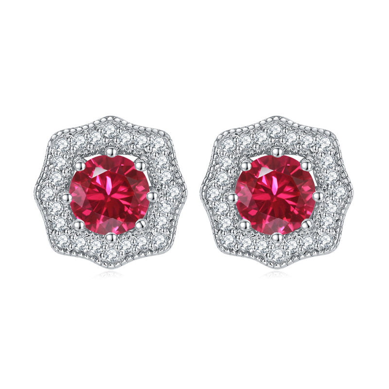 925 Sterling Silver Star & Floral Stud Earrings – Sweet Birthstone Collection