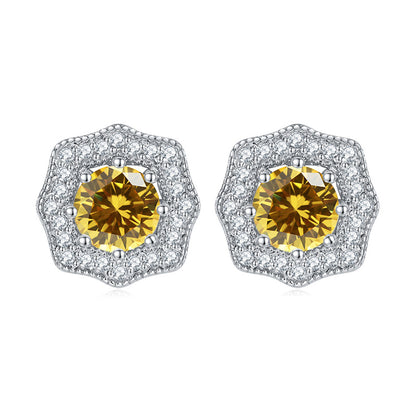 925 Sterling Silver Star & Floral Stud Earrings – Sweet Birthstone Collection
