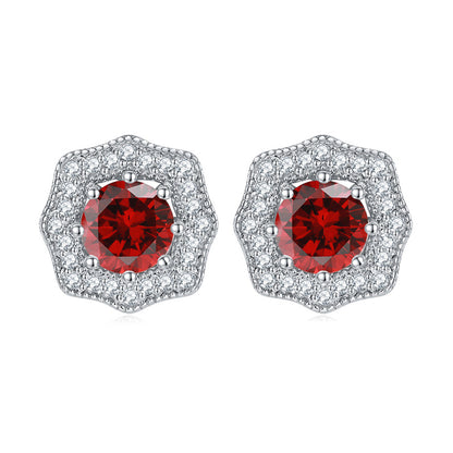925 Sterling Silver Star & Floral Stud Earrings – Sweet Birthstone Collection