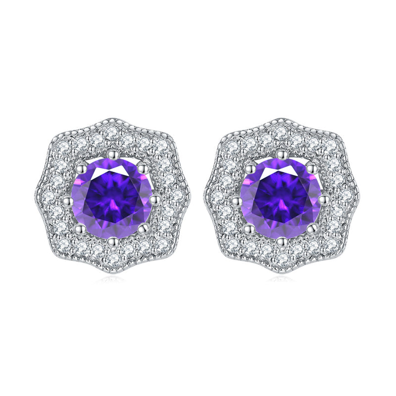 925 Sterling Silver Star & Floral Stud Earrings – Sweet Birthstone Collection