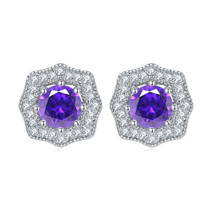 925 Sterling Silver Star & Floral Stud Earrings – Sweet Birthstone Collection