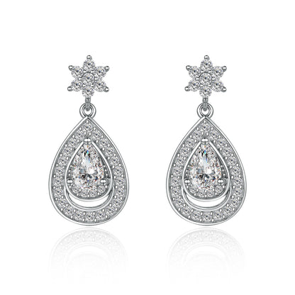 925 Sterling Silver Star & Teardrop Earrings for Women Elegant Tassel Dangle Earrings White Gold Plated