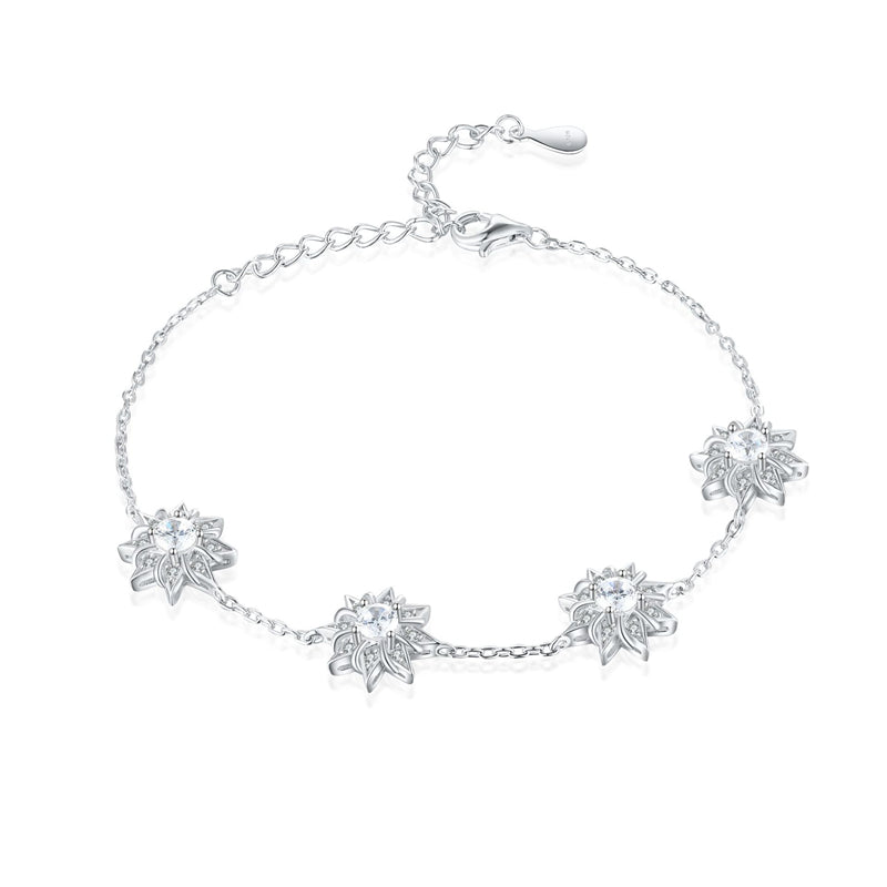 925 Sterling Silver Sun & Star Bracelet - Celestial Inspired Jewelry