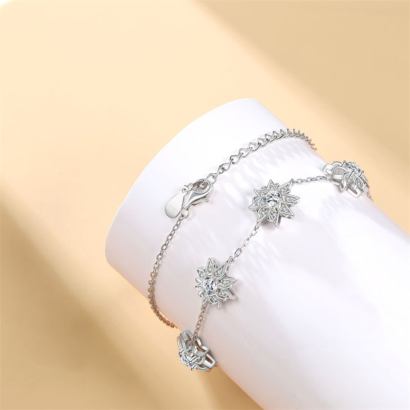 925 Sterling Silver Sun & Star Bracelet - Celestial Inspired Jewelry