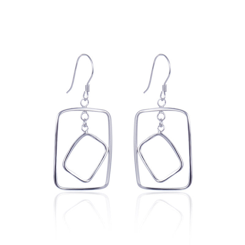 925 Sterling Silver Swastika Hoop Earrings - 2.8g Minimalist Buddhist Inspired Ethnic Earrings