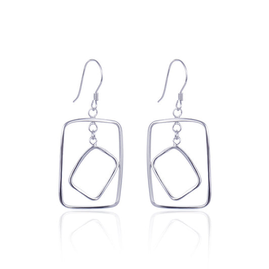 925 Sterling Silver Swastika Hoop Earrings - 2.8g Minimalist Buddhist Inspired Ethnic Earrings
