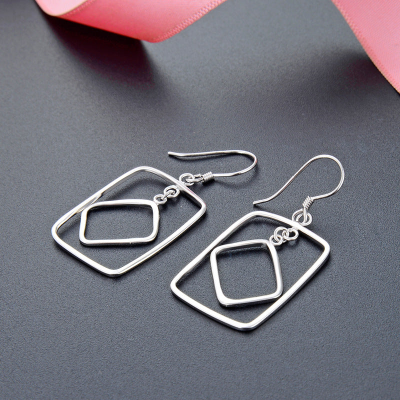 925 Sterling Silver Swastika Hoop Earrings - 2.8g Minimalist Buddhist Inspired Ethnic Earrings
