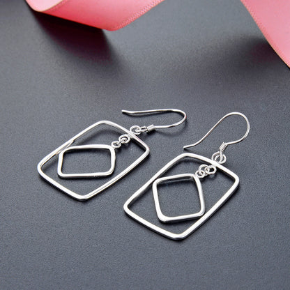 925 Sterling Silver Swastika Hoop Earrings - 2.8g Minimalist Buddhist Inspired Ethnic Earrings