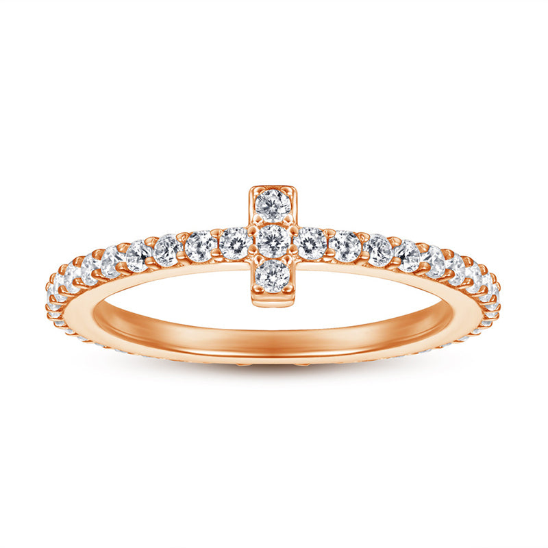 925 Sterling Silver T-Bar Ring – Full Pavé Zircon Cross-Over Statement Ring