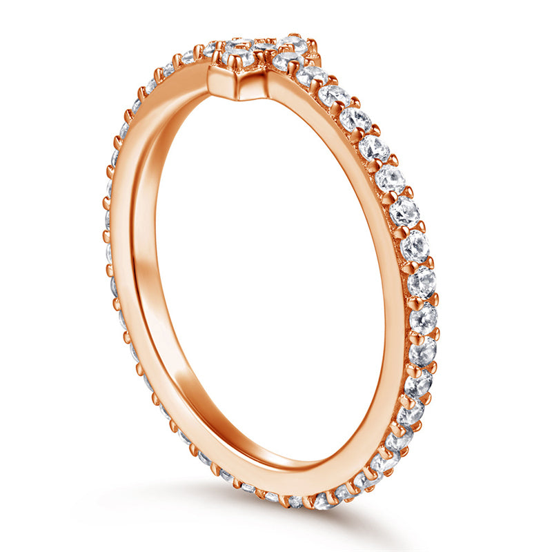 925 Sterling Silver T-Bar Ring – Full Pavé Zircon Cross-Over Statement Ring