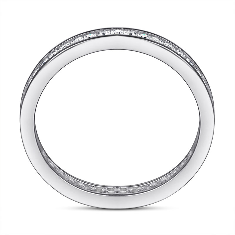 925 Sterling Silver T-Square Full Eternity Band – Modern Geometric Wedding Ring