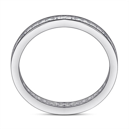 925 Sterling Silver T-Square Full Eternity Band – Modern Geometric Wedding Ring