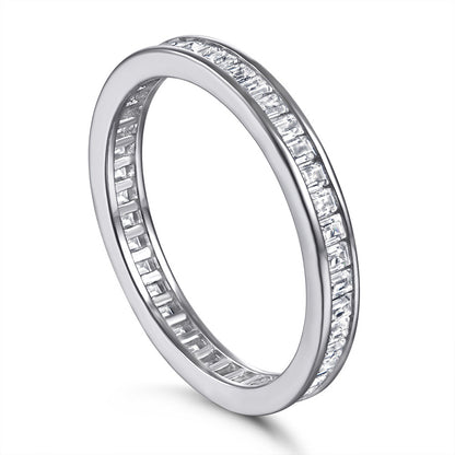 925 Sterling Silver T-Square Full Eternity Band – Modern Geometric Wedding Ring