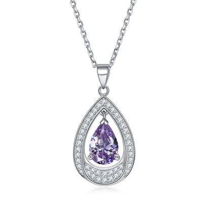 925 Sterling Silver Teardrop Aquamarine Pendant Necklace - Minimalist Ocean-Inspired Jewelry